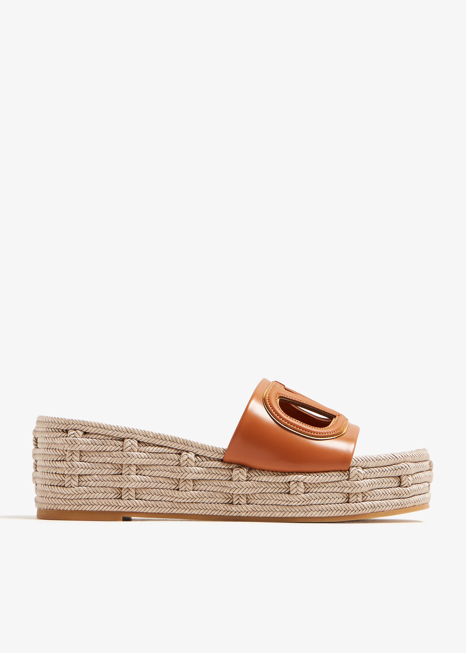 

VLogo cut-out wedge sandals, Brown