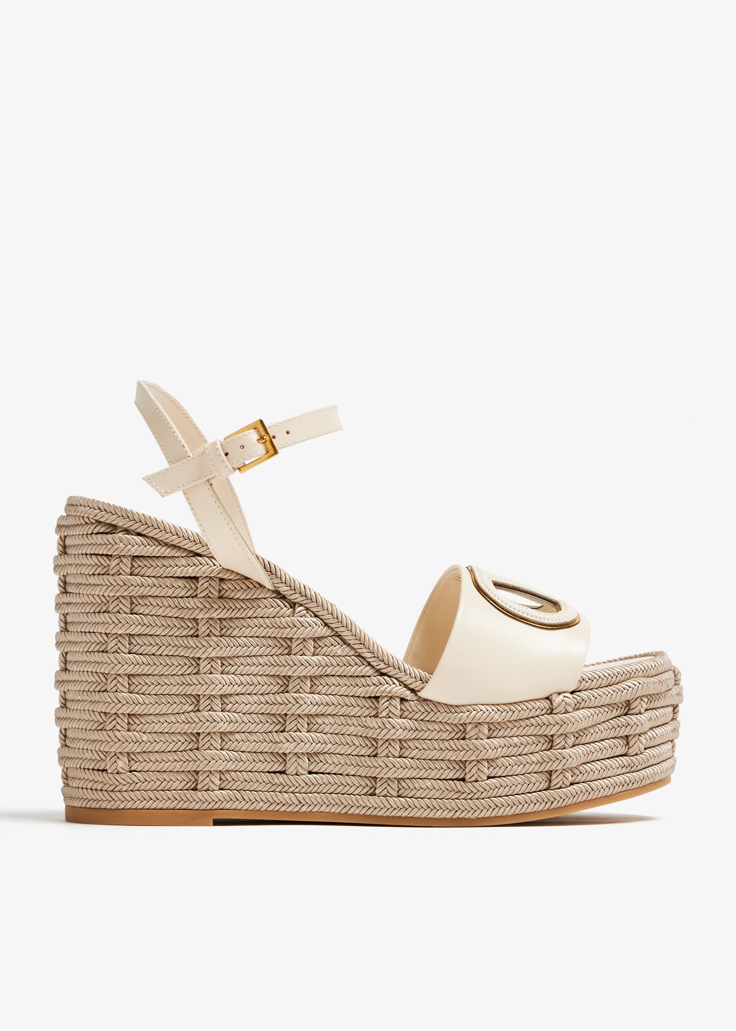 

VLogo cut-out wedge sandals, White