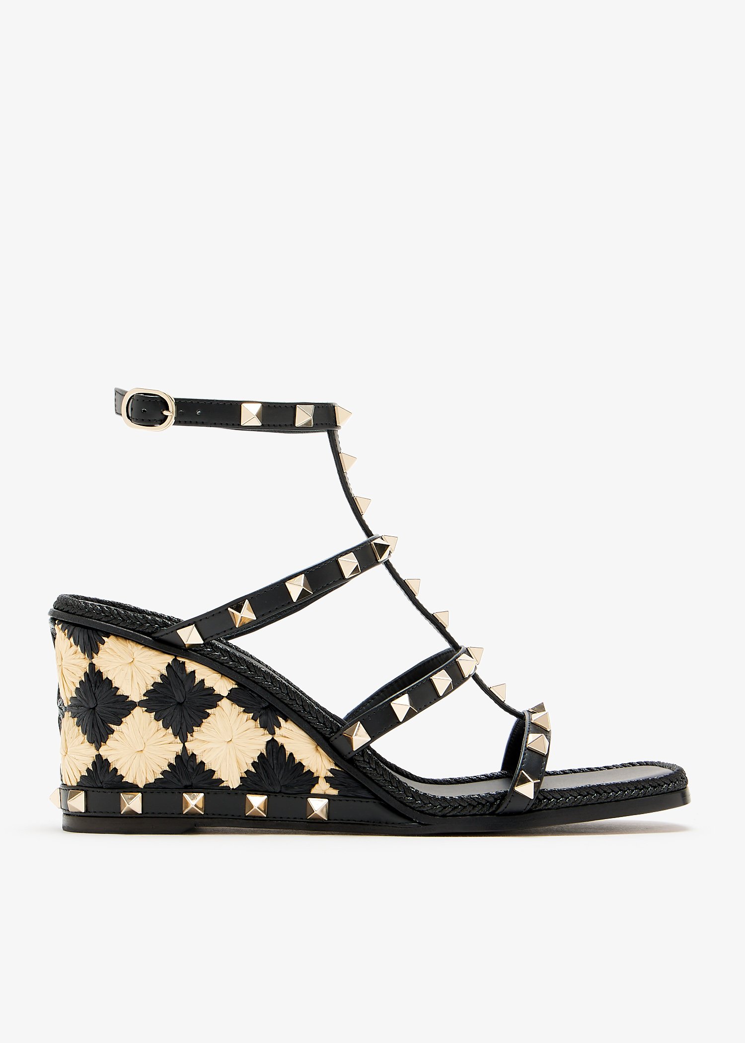 

Rockstud wedge sandals, Black