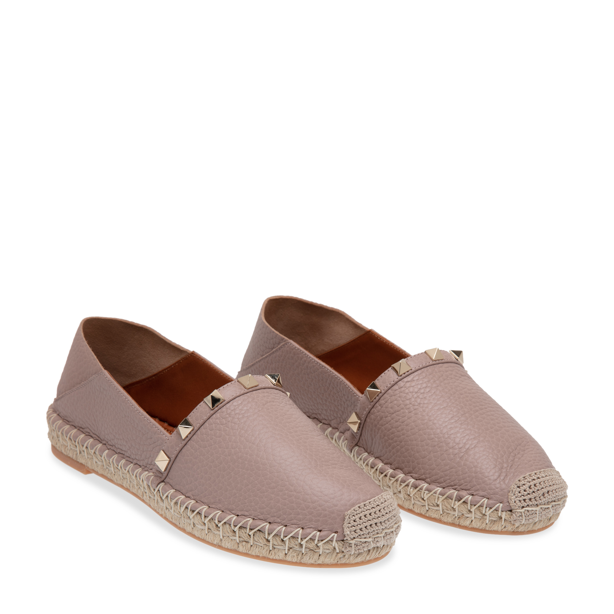 

Rockstud leather espadrilles, Beige