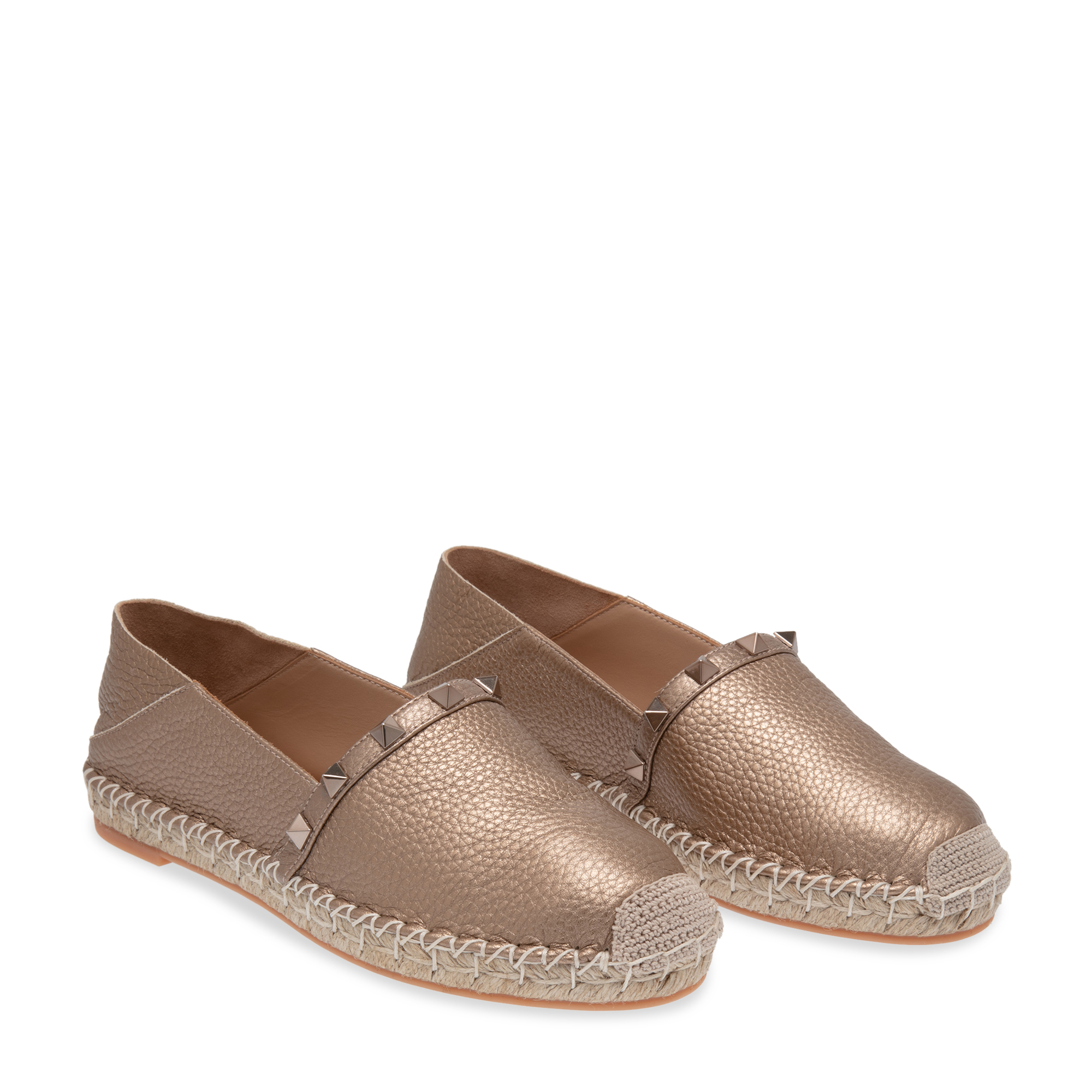 

Rockstud leather espadrilles, Gold