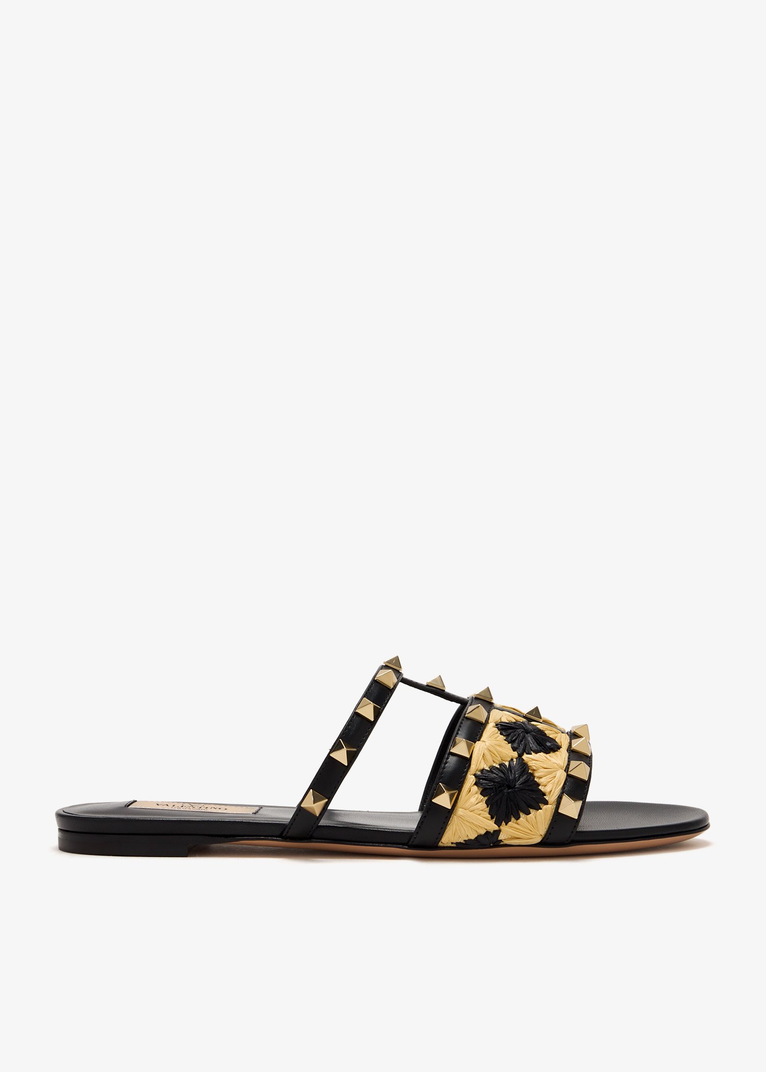 

Rockstud flat sandals, Black
