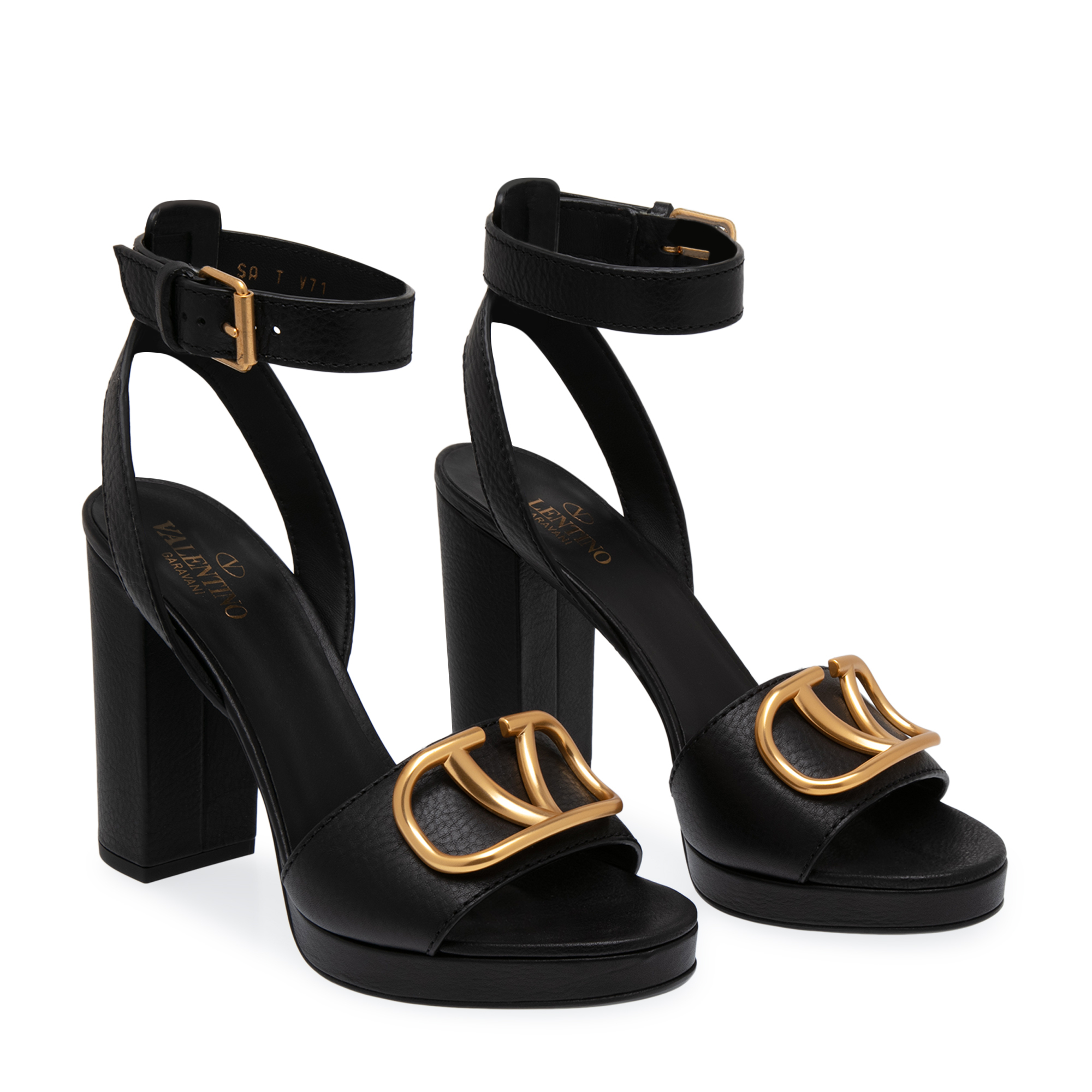 

VLogo leather sandals, Black