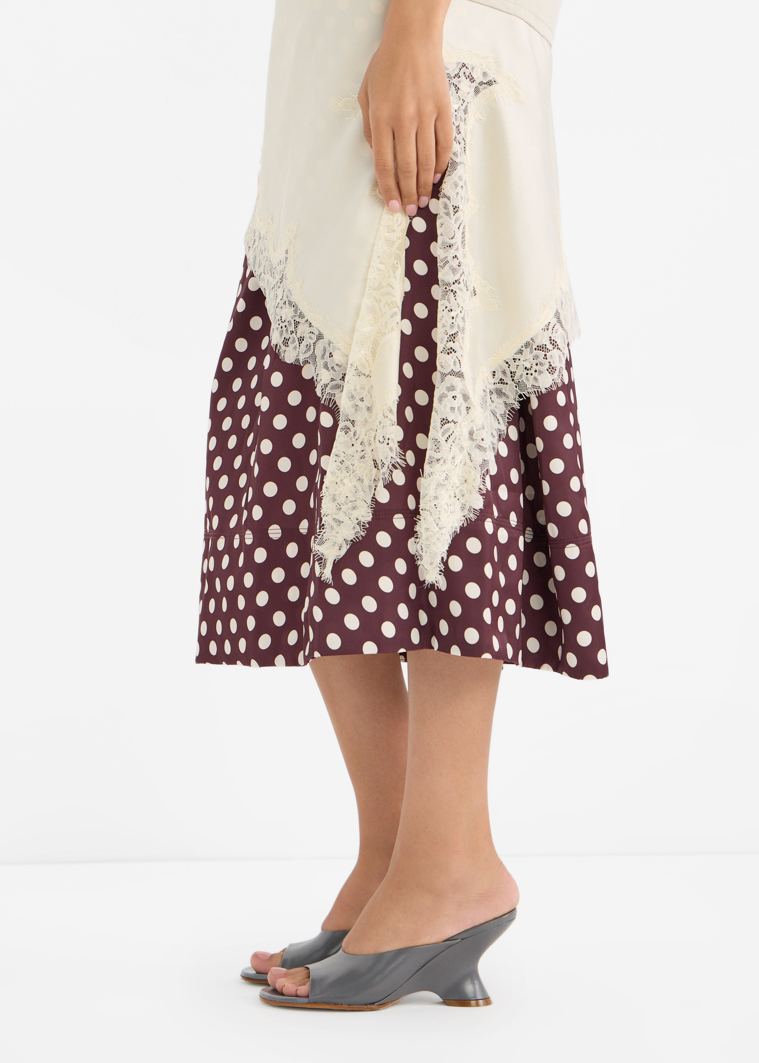 

Open-toe leather mules, Grey