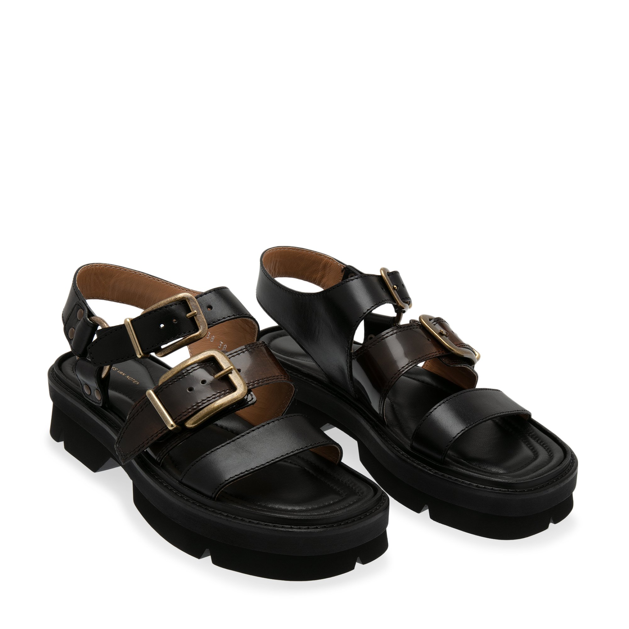

Leather chunky sandals, Black