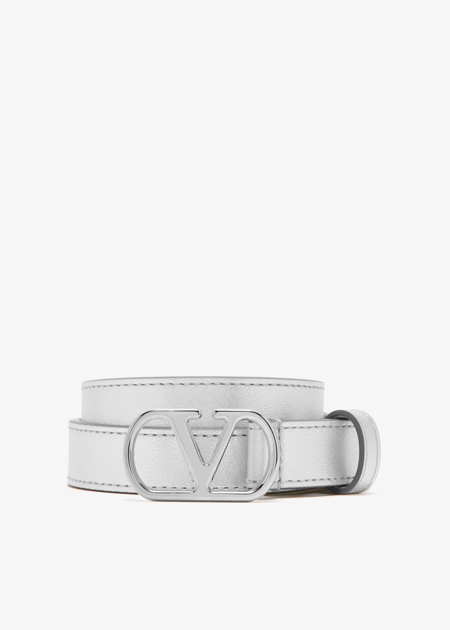 

VLogo Signature buckle belt, Silver
