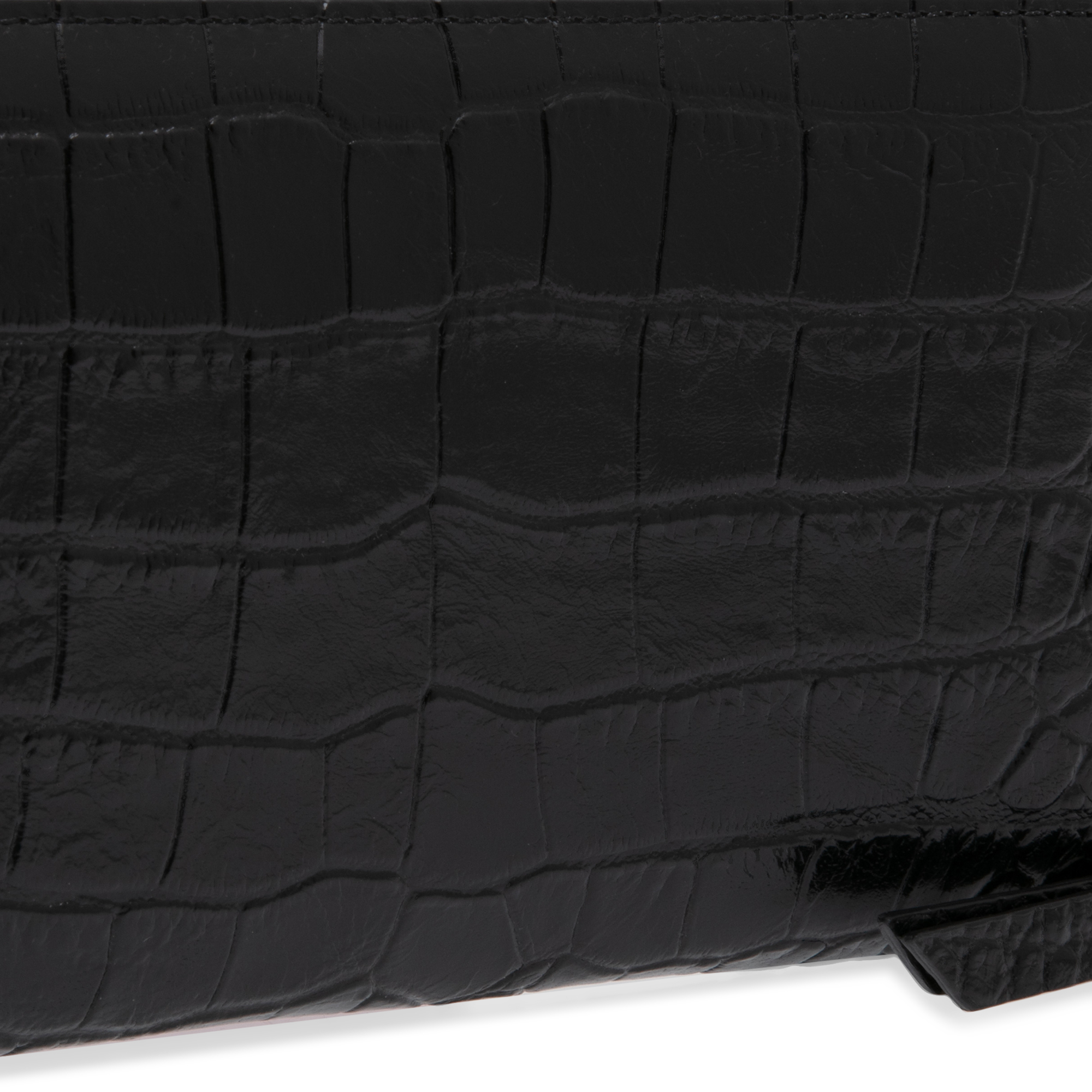 

Croc-effect leather wallet, Black