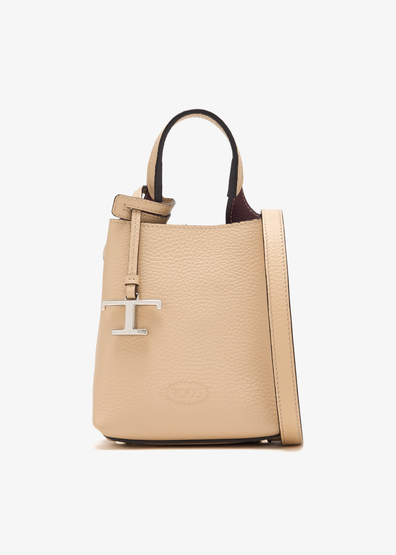 

Leather micro bag, Beige