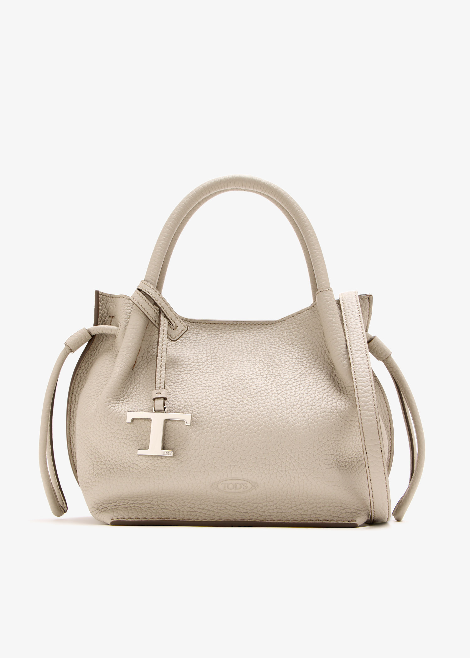 

Small leather bucket bag, Cream