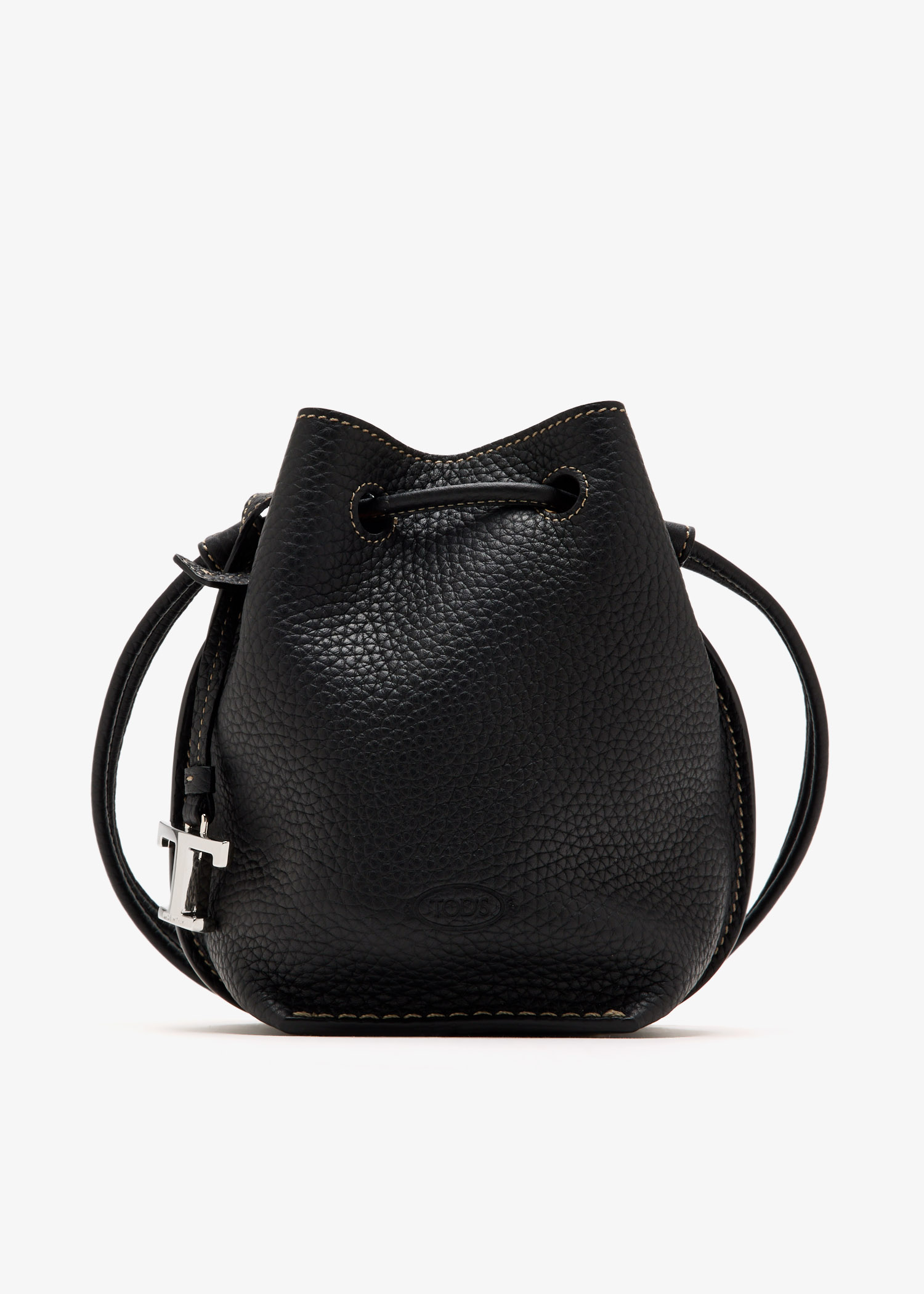 

Micro leather bucket bag, Black