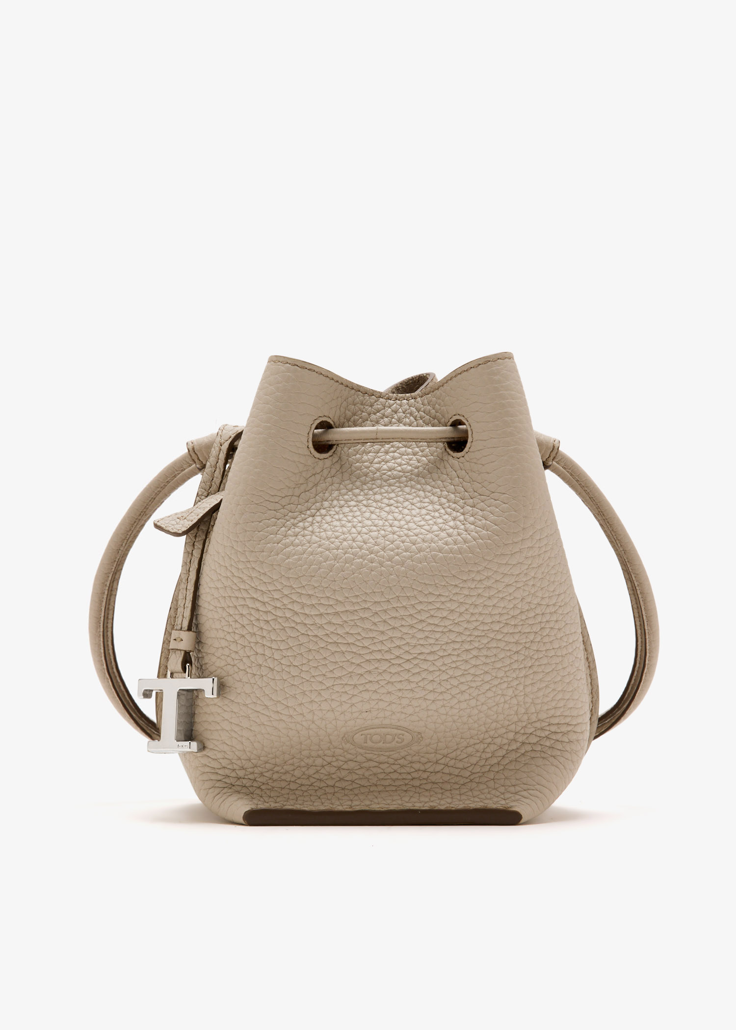 

Micro leather bucket bag, Cream