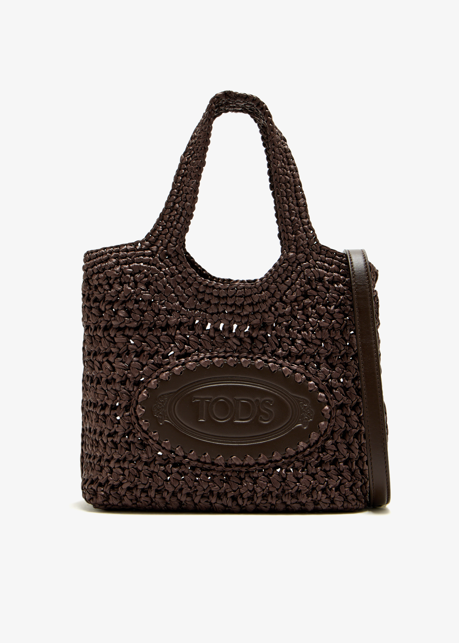

Mini raffia shopping bag, Brown