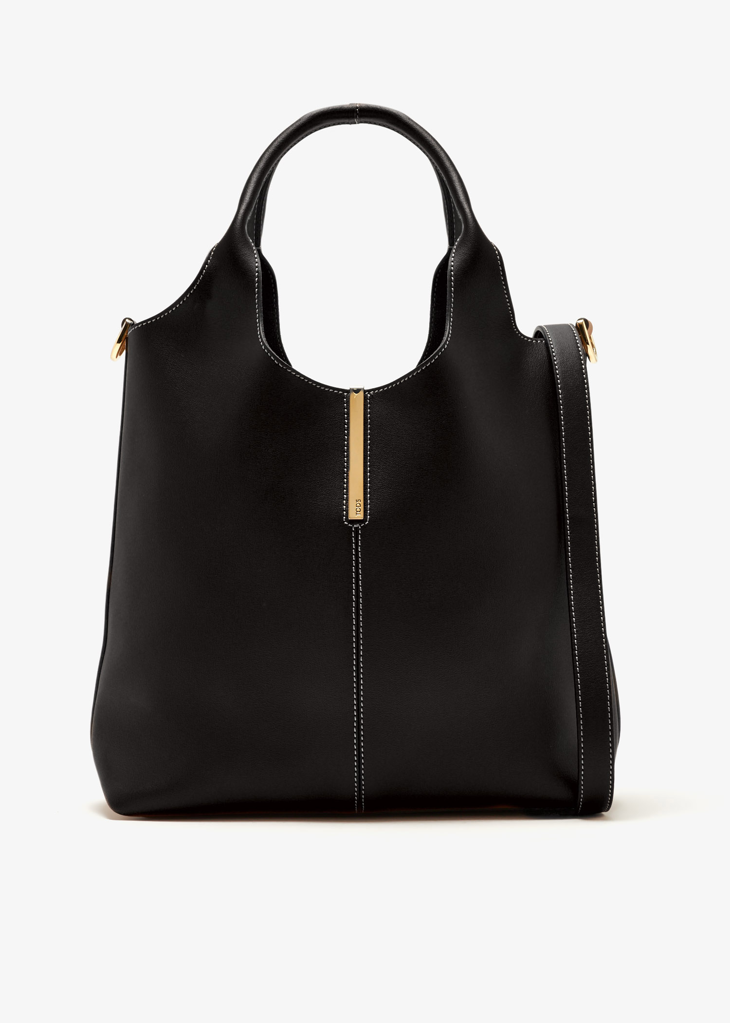 

Leather small tote bag, Black