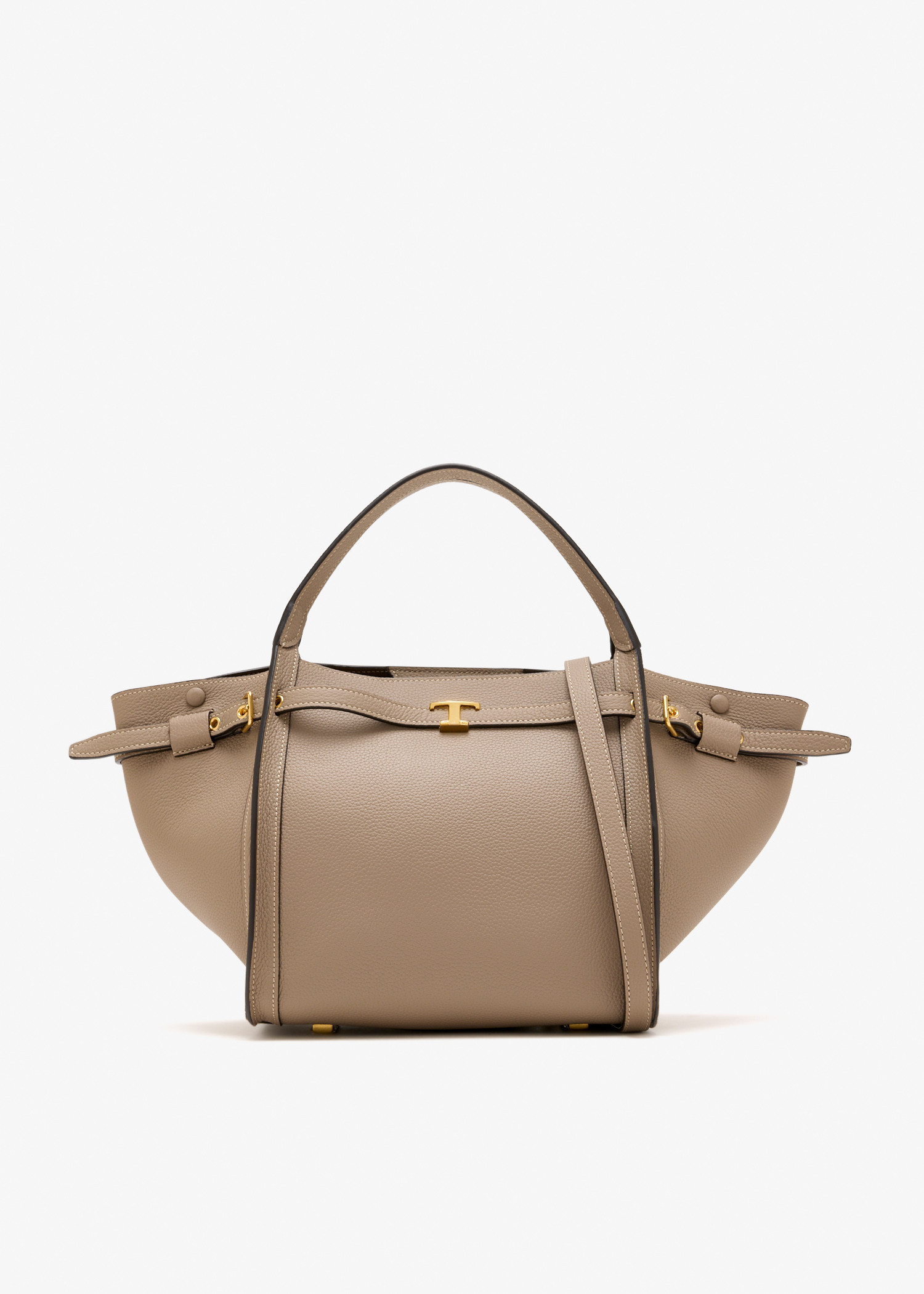 

Leather small shopping bag, Taupe
