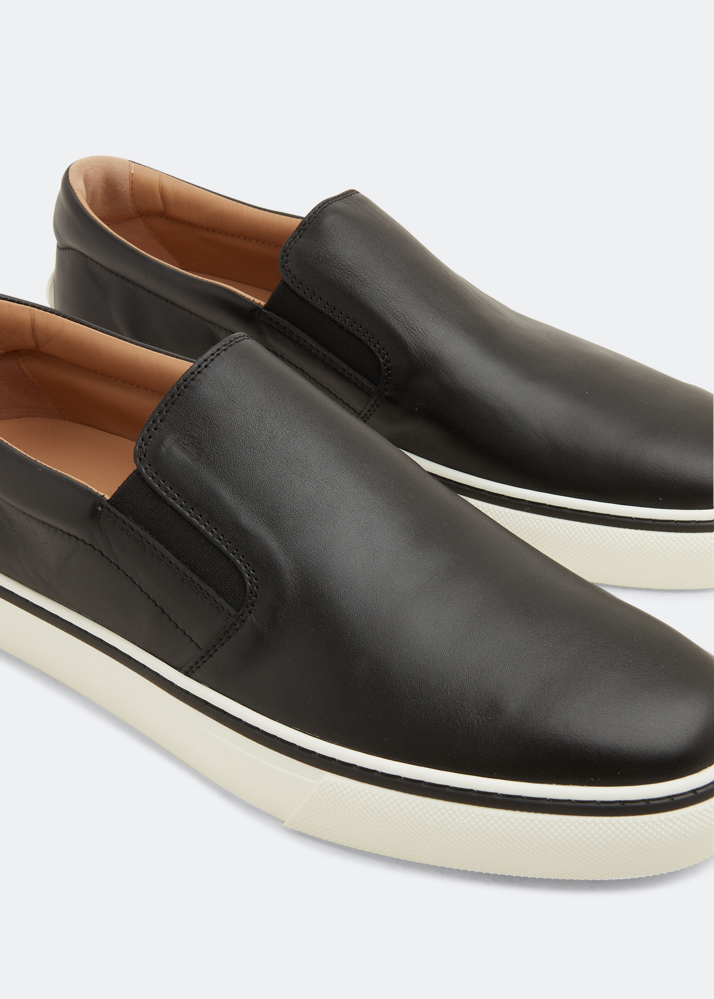 

Leather slip-on sneakers, Black