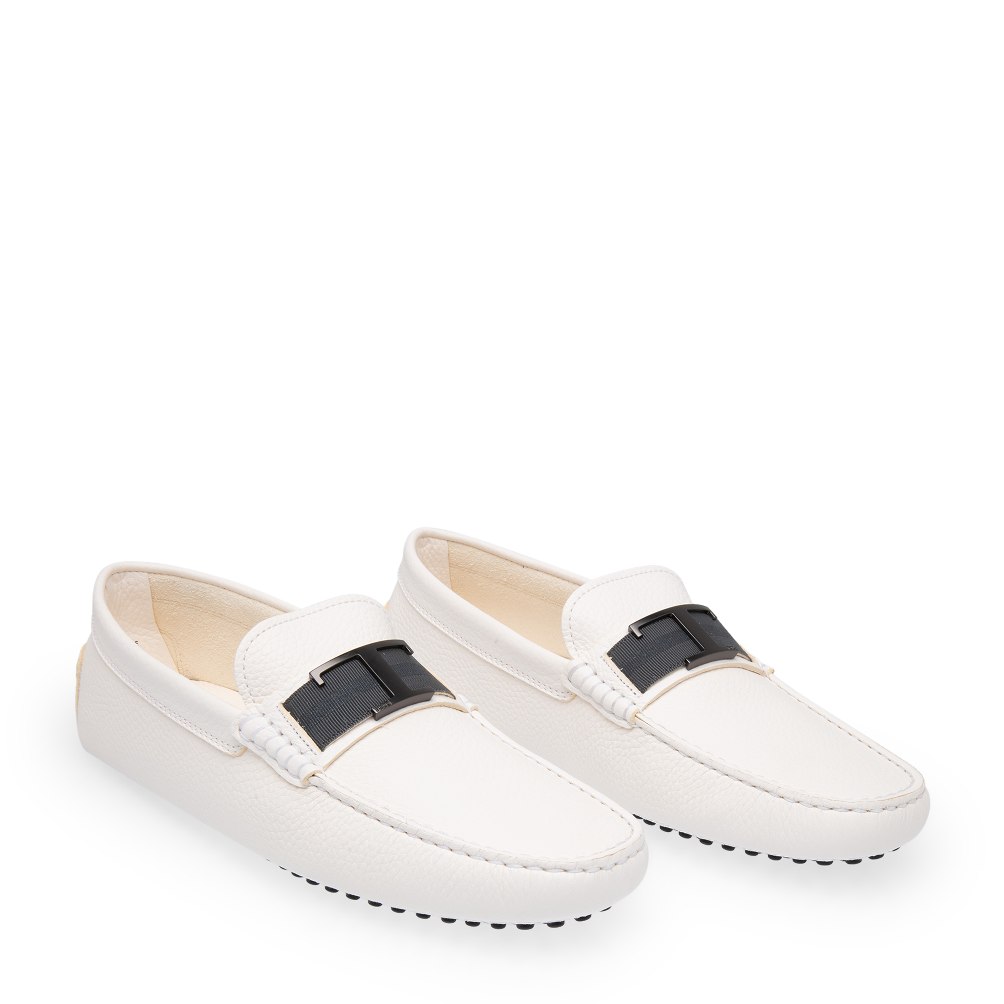 

Gommini leather driving shoes, White
