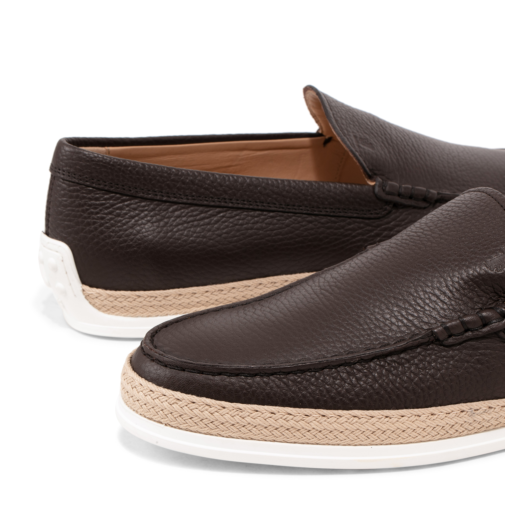 

Leather slip-on loafers, Brown