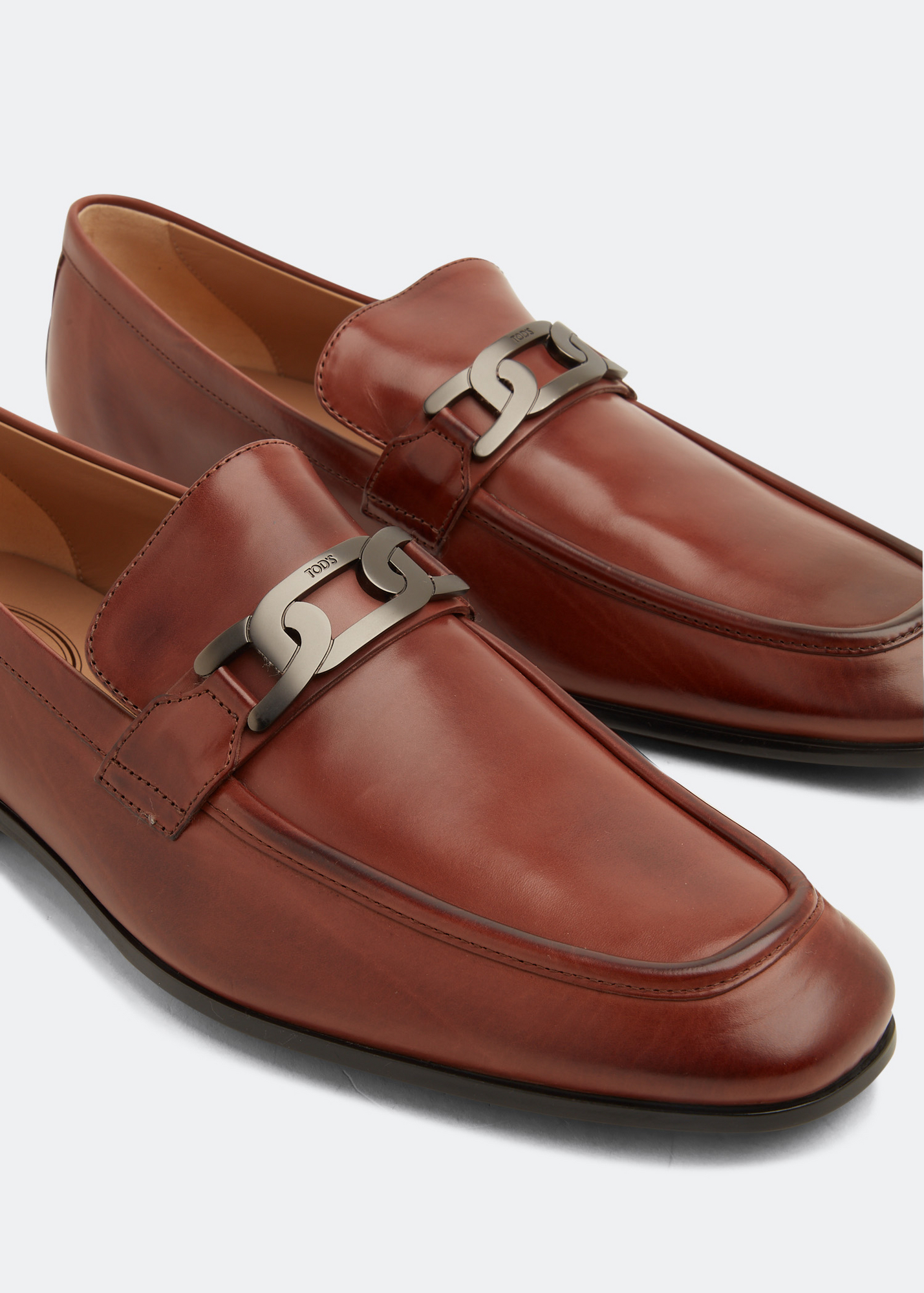 

Chain formal leather loafers, Brown