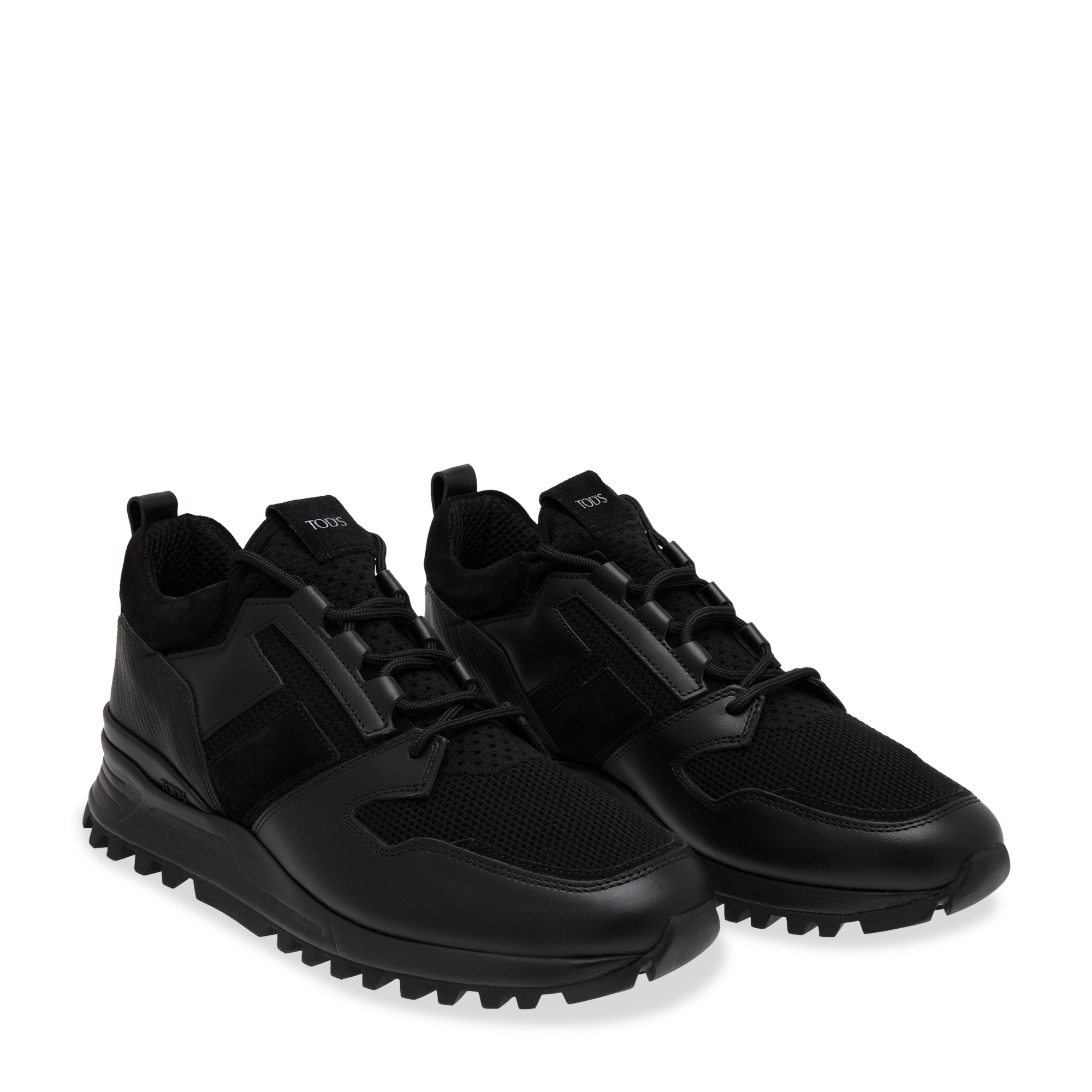 

High tech leather sneakers, Black