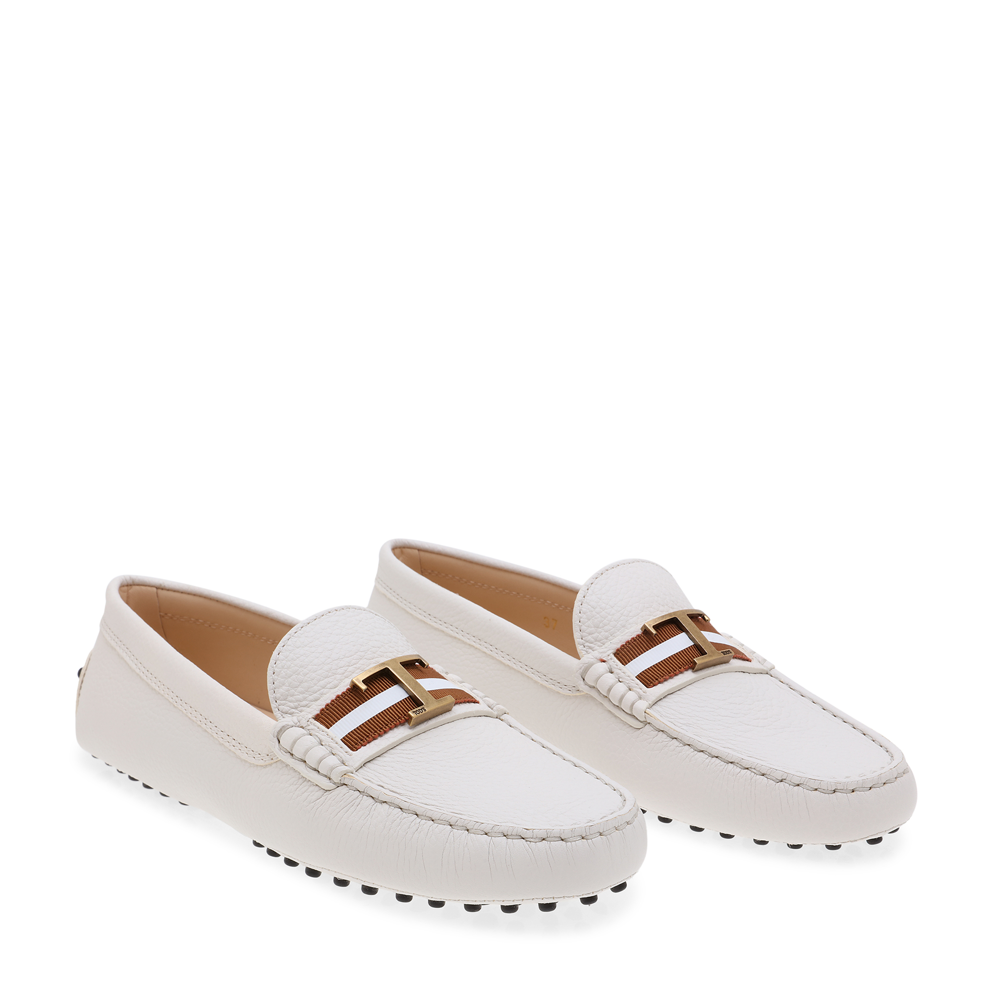

Gommino leather driving shoes, White