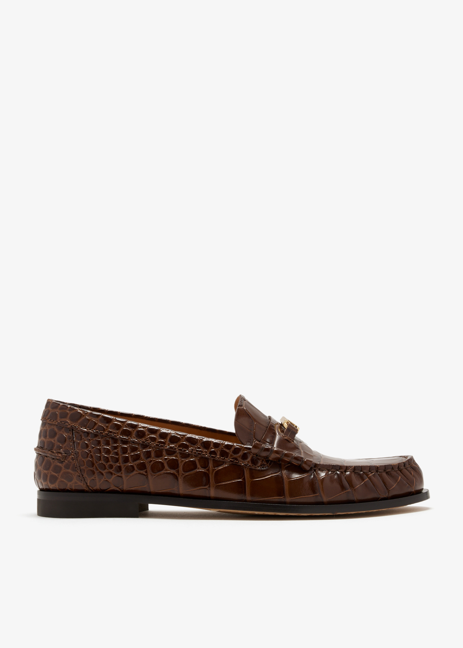 

T Timeless croc-embossed loafers, Brown