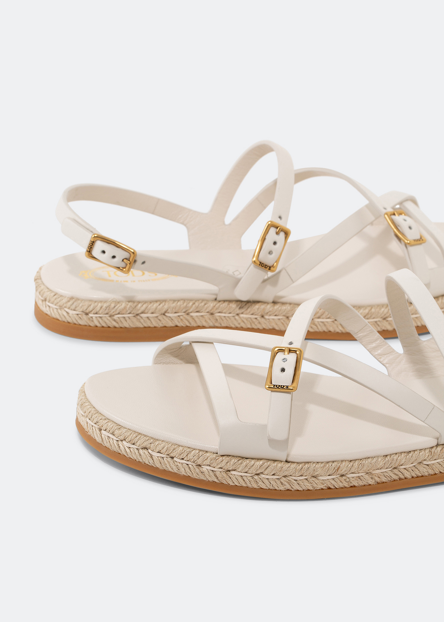 

Leather flat sandals, White