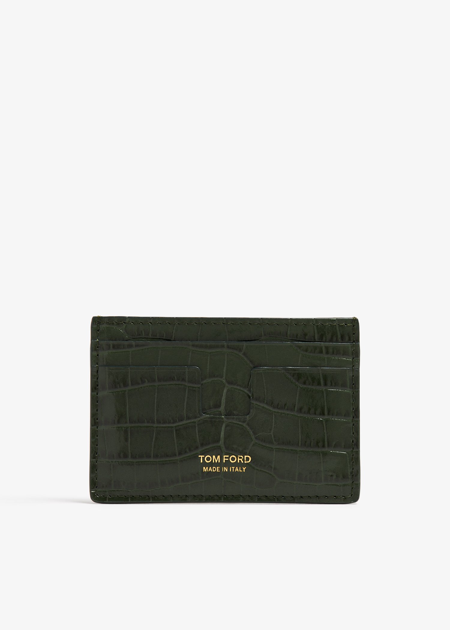 

T Line croc cardholder, Green