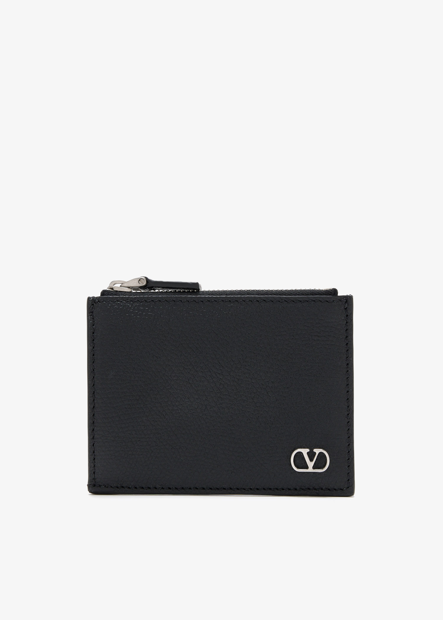 

VLogo Signature zipped card case, Black